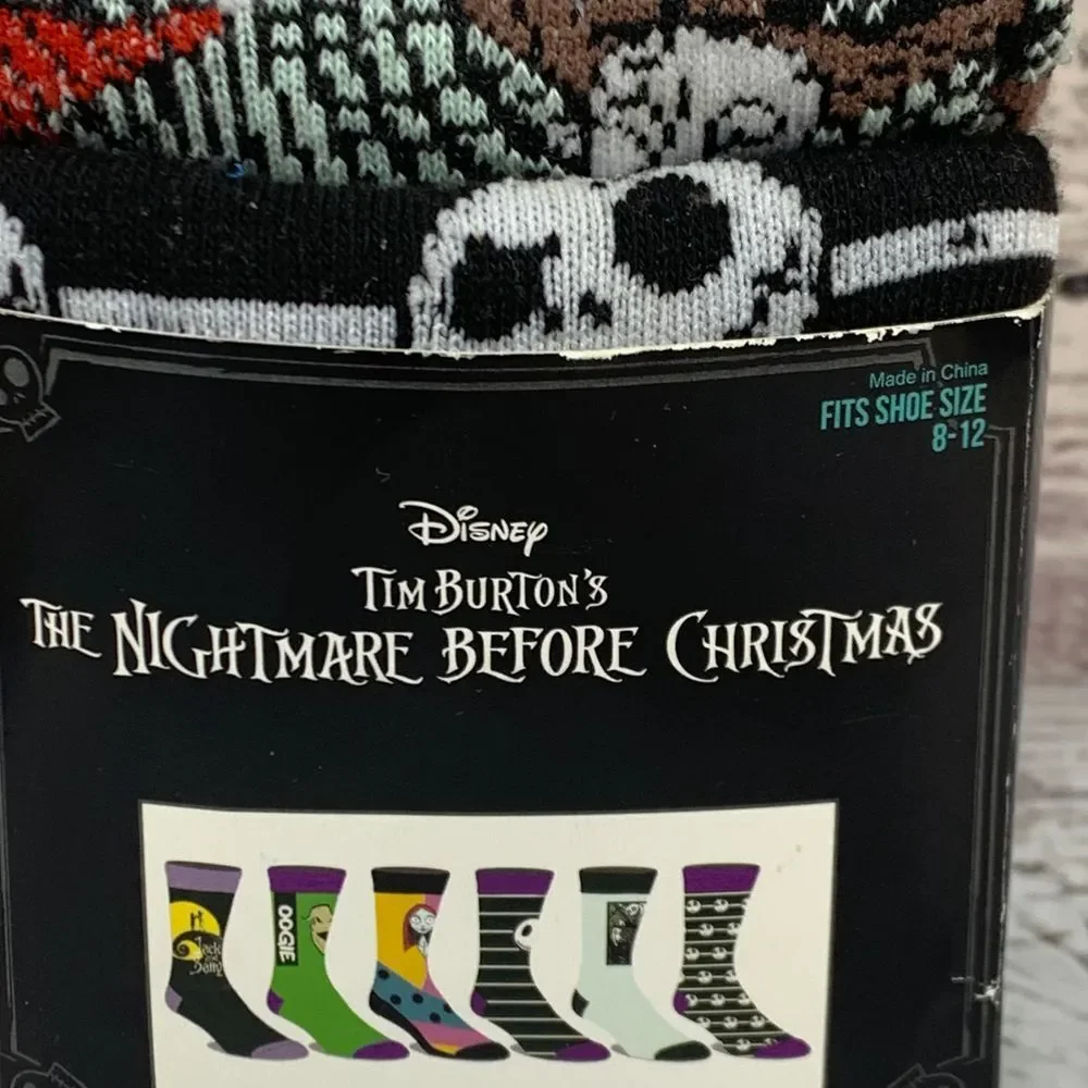 Disney Nightmare Before Christmas Socks 6-Pack Casual Crew [Shoe Size 8-12] NEW‎